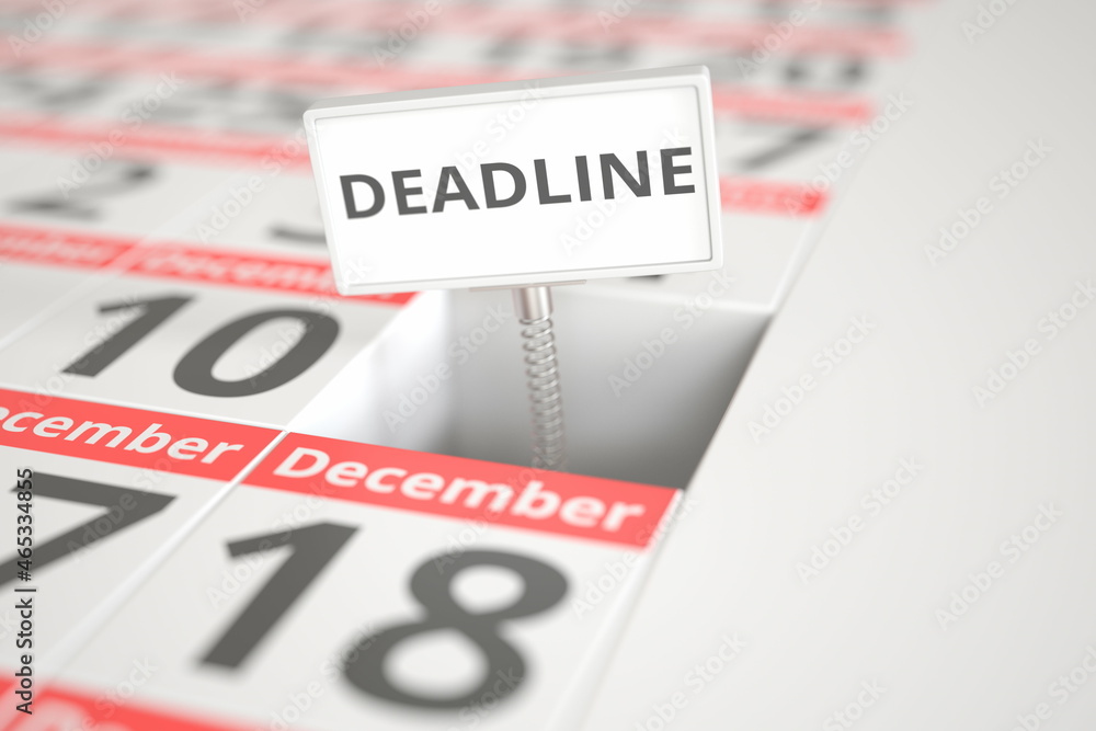 DEADLINE plate on December 11 in a calendar, 3d rendering DEADLINE plate on December 11 in a calendar, 3d rendering
