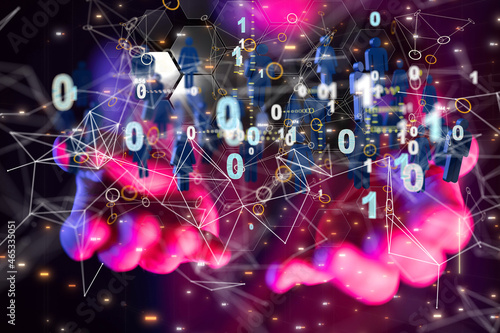 network holding in hand 3d connection data