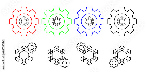 Snowflake vector icon in gear set illustration for ui and ux, website or mobile application