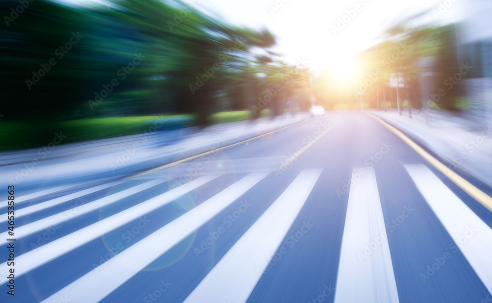 along the road with motion blur. along the road with motion blur.