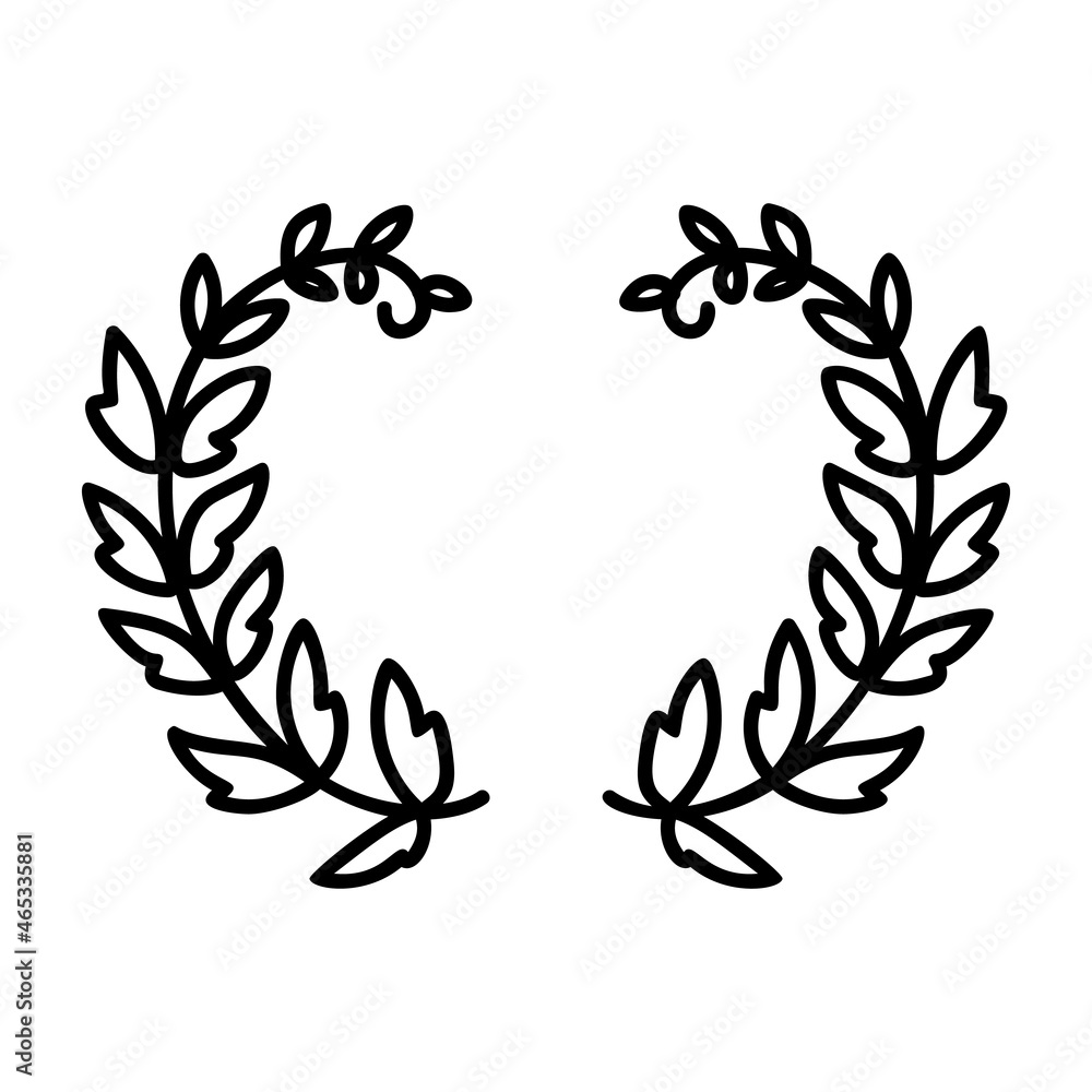 Laurel wreaths, floral frames and dividers in the doodle style Laurel wreaths, floral frames and dividers in the doodle style