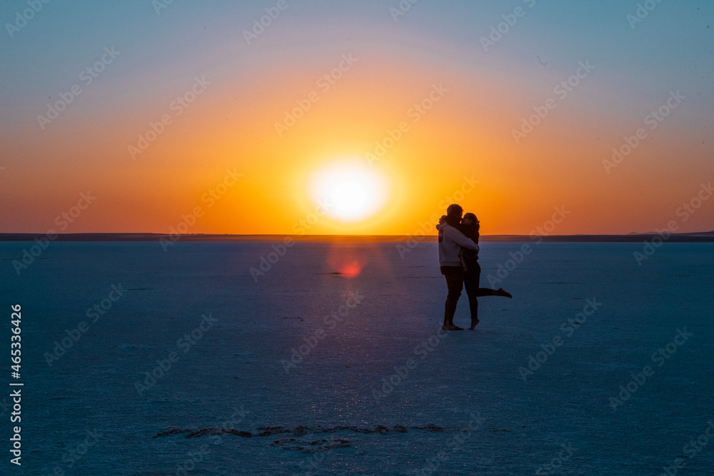 Sunset on Salt Lake, Lake Tuz, Turkey