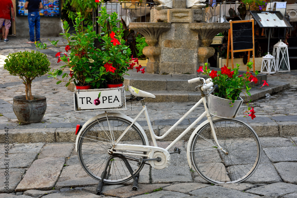 bicycle in the historic center as street furniture Tropea Italy