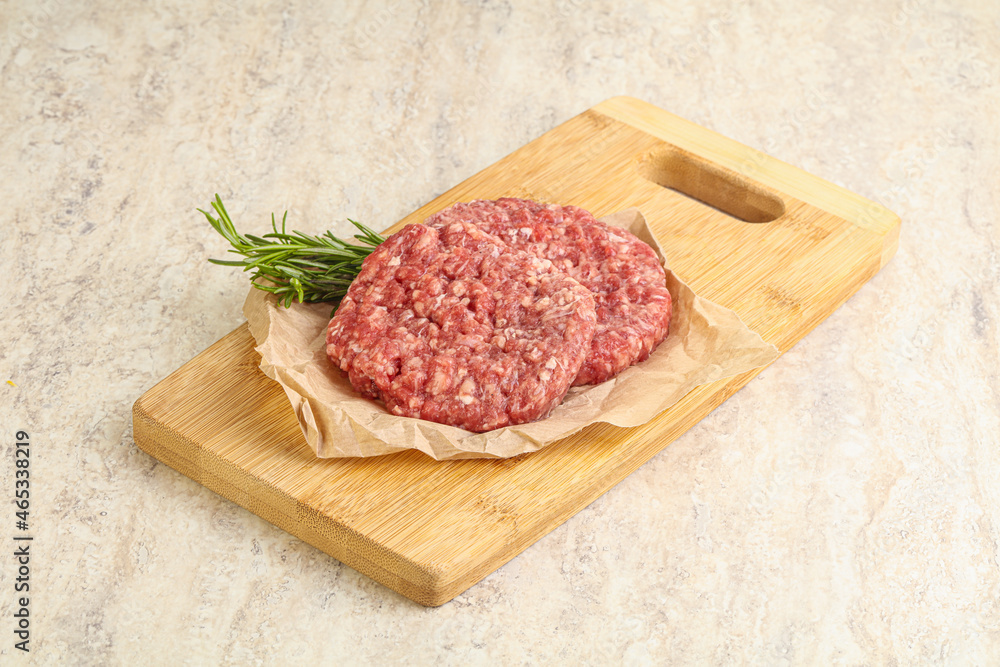 Raw beef burger cutlet for grill Raw beef burger cutlet for grill