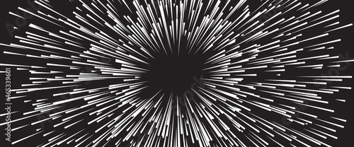 Abstract dynamic explosion illustration with lines. Speed rays radiating.