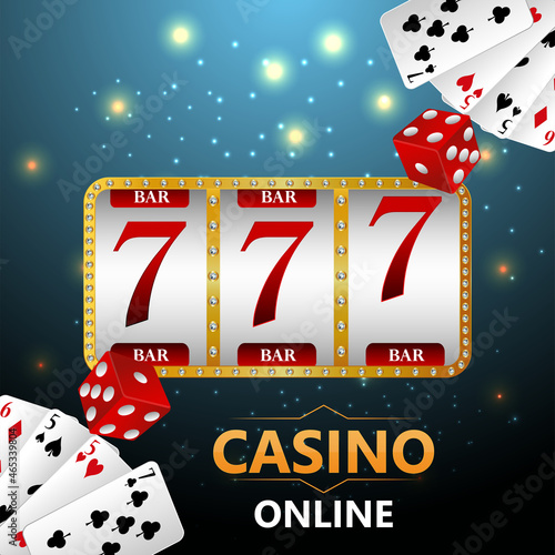 Casino gambling game with creative illustration of playing cards and casino chips