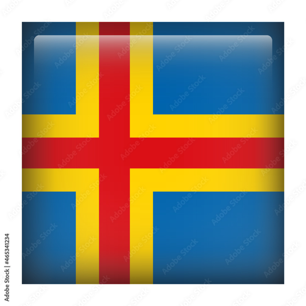 Obraz premium Aland 3D Square Country Flag button Icon