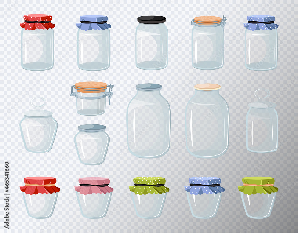 Set of glass jars for pickled products on a transparent background. Set of glass jars for pickled products on a transparent background.
