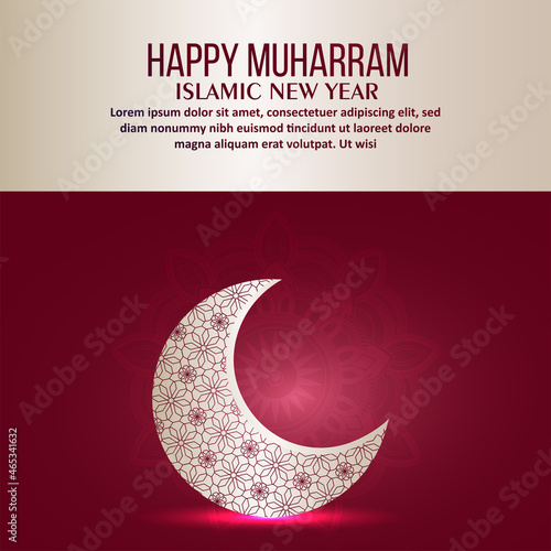 Happy muharram  celebration background with realistic elements