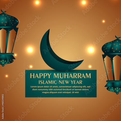 Creative lantern for happy muharram celebration background