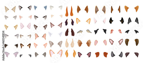 Collection of dog and cat ears. Elements for web applications and masquerade.