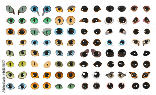 Vector collection of realistic cat and dog eyes. Illustrations for web applications.