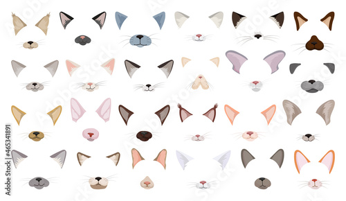 Collection of cat masks. Muzzles of purebred cats for web applications.
