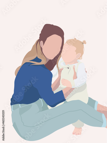 Vector woman and child