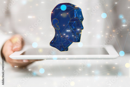 Human head with network ple...