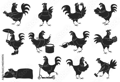 Cock of animal isolated black set icon.Vector illustration set rooster cockerel.Vector black icon cock of animal.