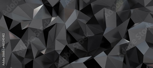 Low polygon shapes, black background, dark crystals, triangles mosaic, creative origami wallpaper