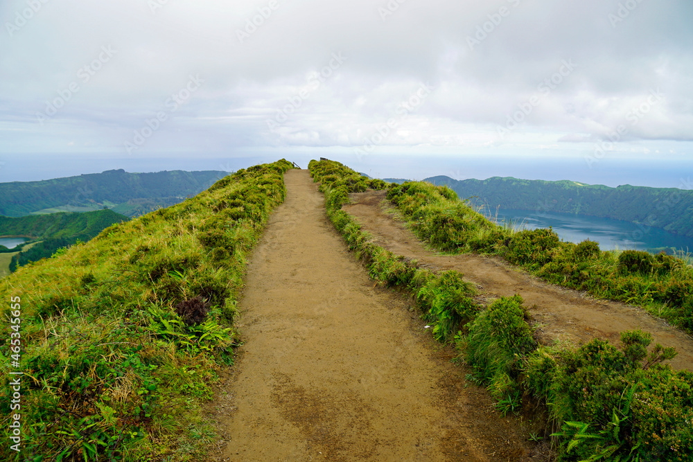 muddy path on cidade lakes on the azores islands