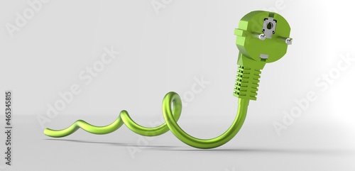 Green Power Plug Isolated 3d