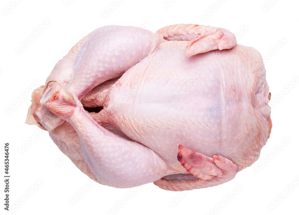 top view of raw fresh chicken isolated on white background close up top view of raw fresh chicken isolated on white background close up