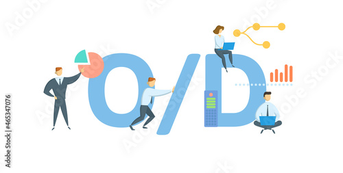 OD, Overdraft. Concept with keyword, people and icons. Flat vector illustration. Isolated on white.