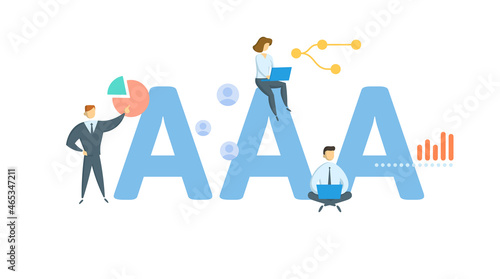 AAA, Access Approval Authority. Concept with keyword, people and icons. Flat vector illustration. Isolated on white.