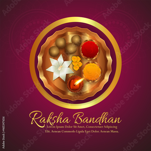 Indian festival happy raksha bandhan background with pooja thali