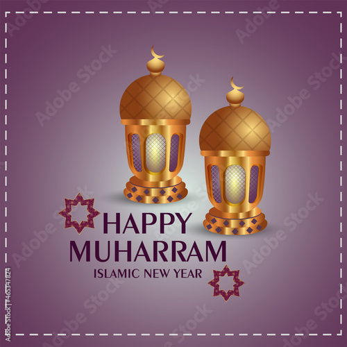 Happy muharram celebration background with creative lantern