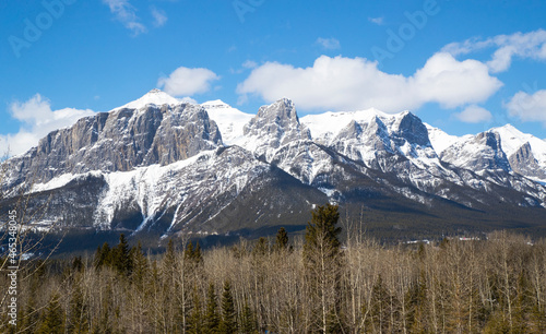 A mountain landscape scene in winter. Taken in Banff, Canada