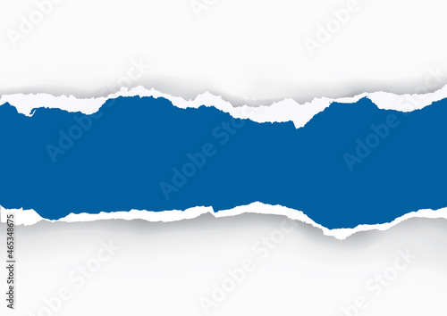 
Blue Ripped paper stripe. llustration of blue torn paper with white place for your image or text. Vector available.