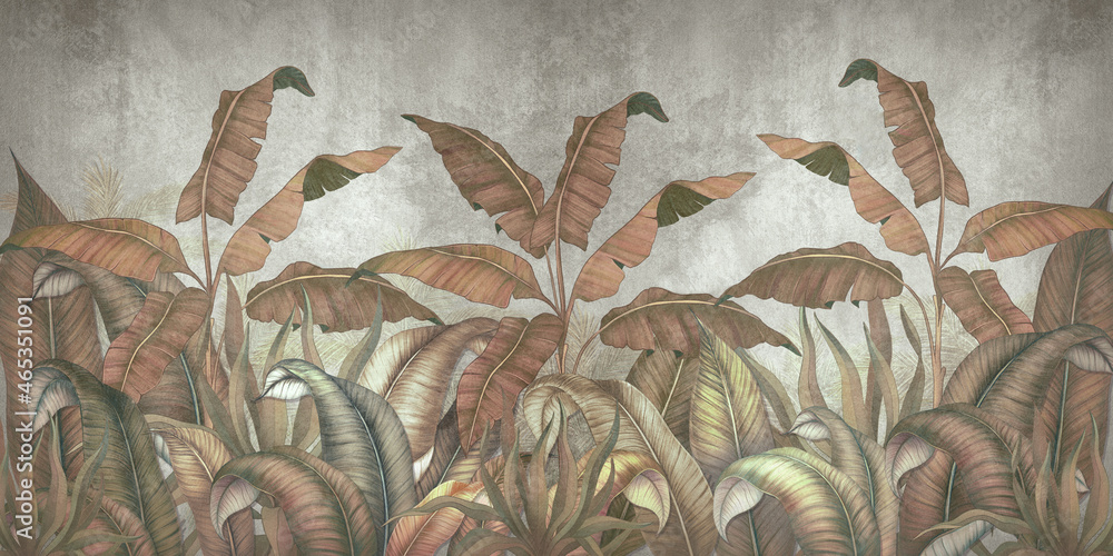 Fototapeta Tropikalne liście brązowe odcienie
