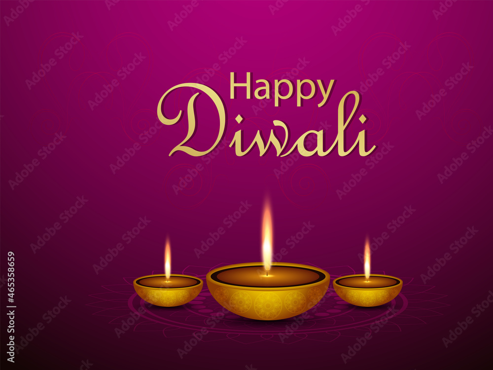Realistic happy diwali invitation greeting card Realistic happy diwali invitation greeting card