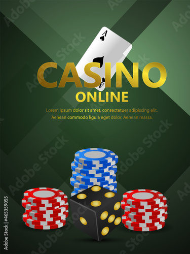 Casino online game background with roulette and casino chips