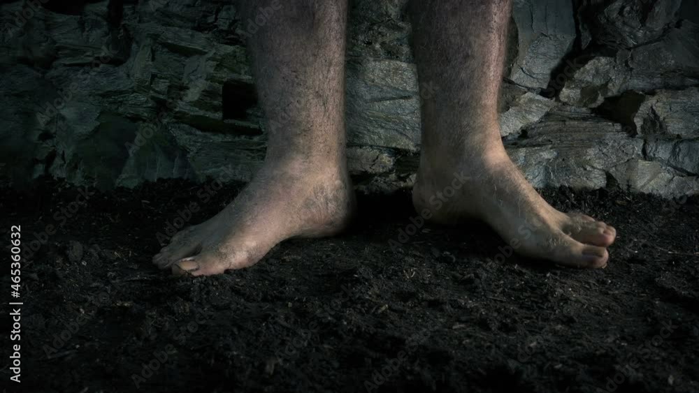 Prisoner Walking Around And Standing Barefoot Prisoner Walking Around And Standing Barefoot