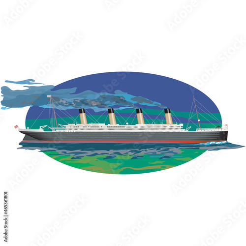 Titanic ocean liner steaming across the sea