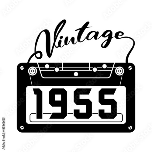 vintage 1955 Retro Cassette Tape, 1955 birthday typography design