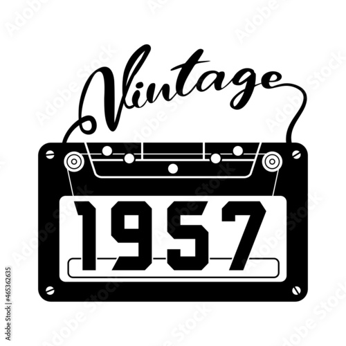 vintage 1957 Retro Cassette Tape, 1957 birthday typography design