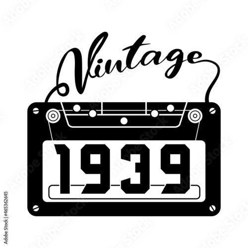 vintage 1939 Retro Cassette Tape, 1939 birthday typography design