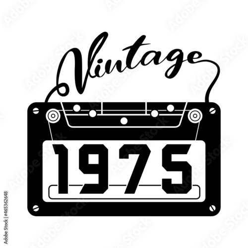 vintage 1975 Retro Cassette Tape, 1975 birthday typography design