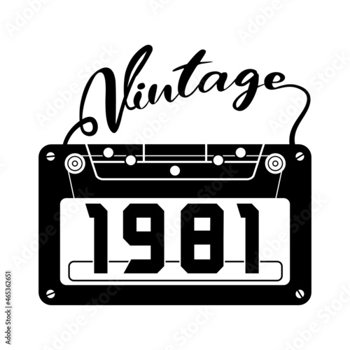 vintage 1981 Retro Cassette Tape, 1981 birthday typography design