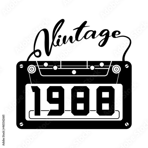 vintage 1988 Retro Cassette Tape, 1988 birthday typography design