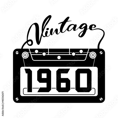vintage 1960 Retro Cassette Tape, 1960 birthday typography design