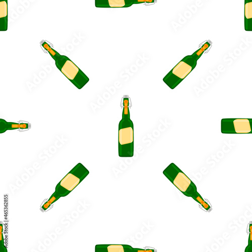 Illustration on theme seamless beer glass bottles with lid for brewery