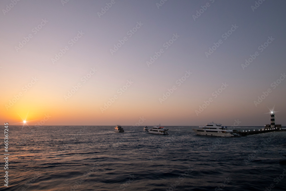 Sunset at Daedalus reef in the middle of the Red Sea, Egypt