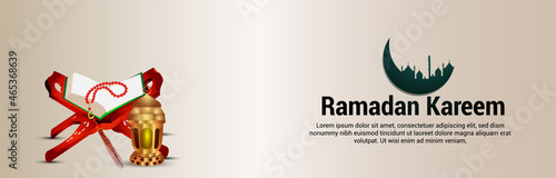 Ramadan kareem celebration banner with elegant illustration on white background