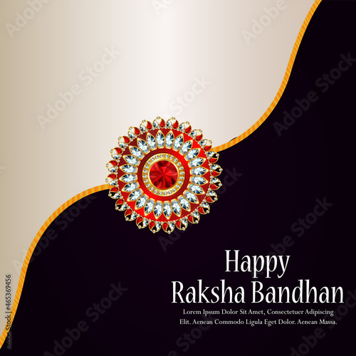 Indian festival happy raksha bandhan celebration greeting card with creative rakhi