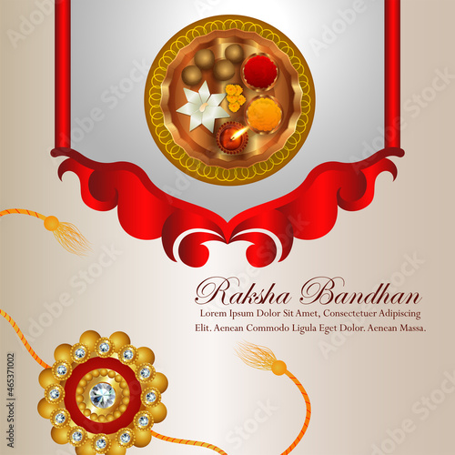 Indian festival of happy raksha bandhan celebration background with pooja thali