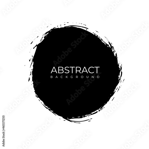 Vector grunge circle, black ink round shape isolated on white background. Hand drawn circle shape, vector brush stroke. Dirty grunge design, template for text. Black smear and rough stain