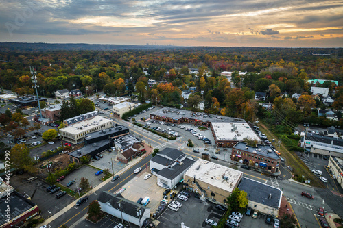 Aerial Autumn Sunset in Closter New Jersey  photo