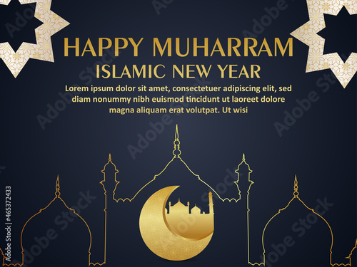 Happy muharram vector illustration and background